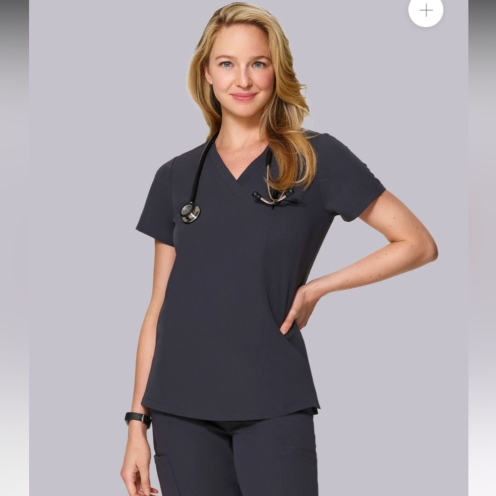 Women's Gray V-Neck Scrub Top